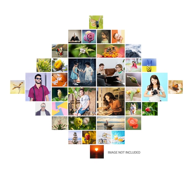collage grid and photo collage effect mockup
