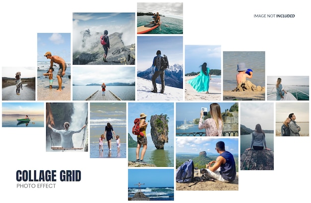 PSD collage grid and photo collage effect mockup