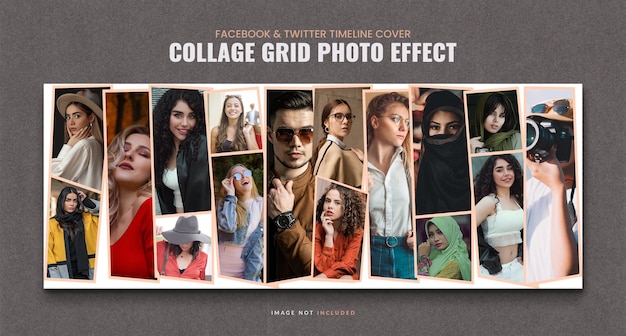 PSD collage grid photo effect is shown on a cover.