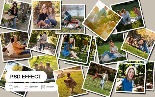 collage grid set text effect