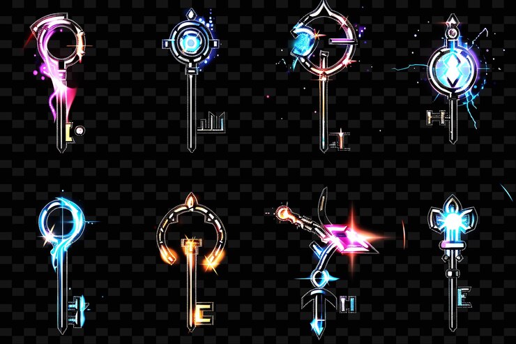 PSD a collage of keys with the word  i love  on the bottom