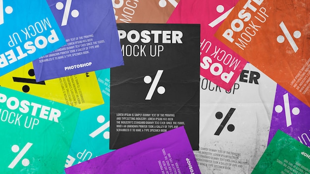 PSD mockup di poster collage realistico