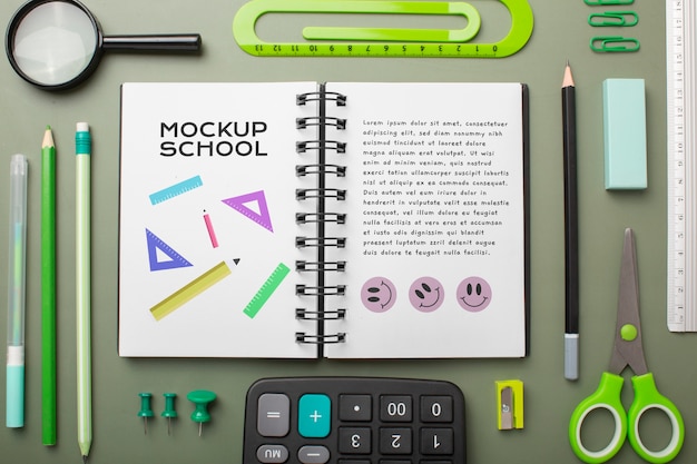 Collage and school items mockup design