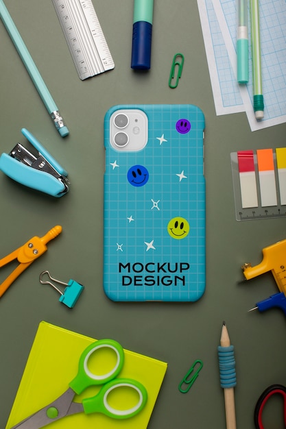Collage and school items mockup design