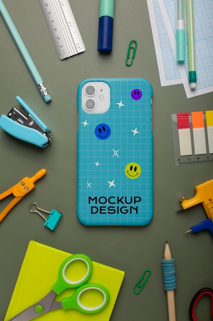 PSD collage and school items mockup design