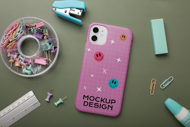PSD collage and school items mockup design