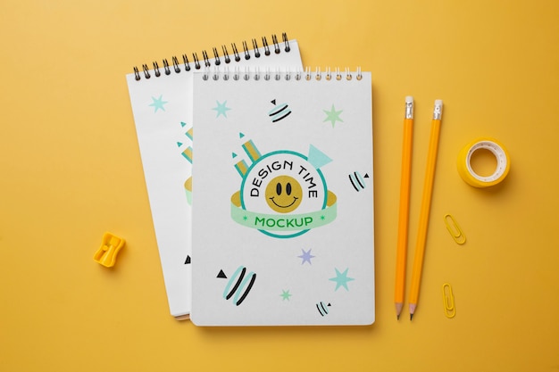 Collage and school items mockup design