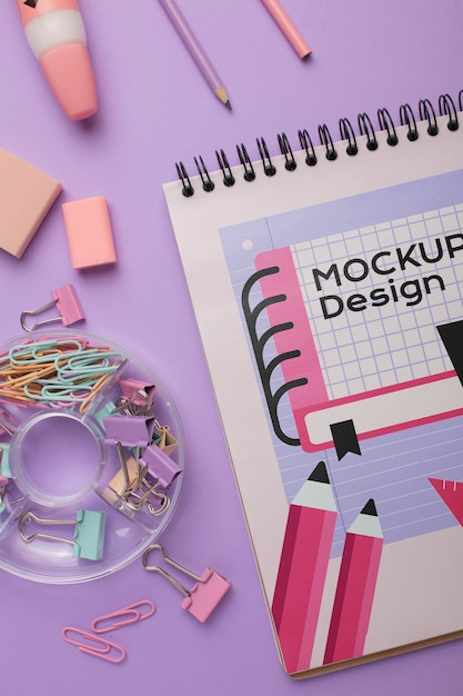 Collage and school items mockup design