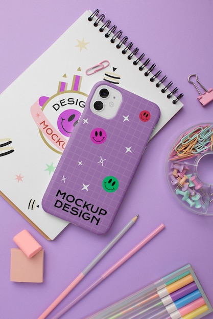 Collage and school items mockup design