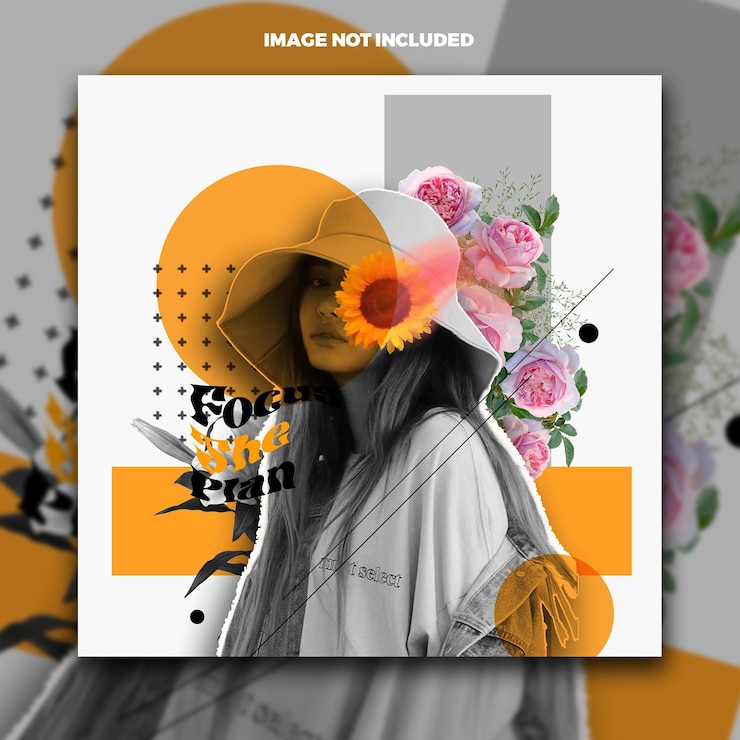 PSD collage trend latest social media template design