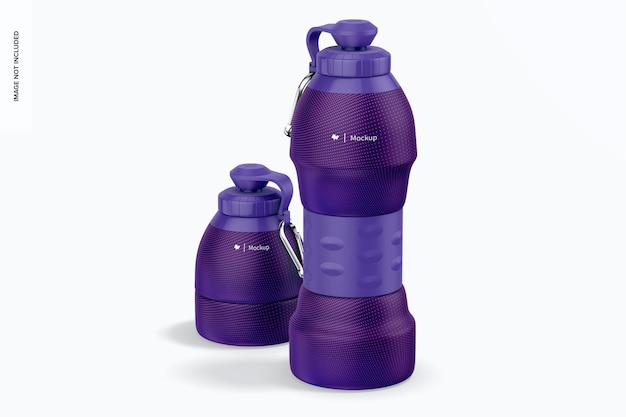 PSD collapsible silicone water bottles mockup