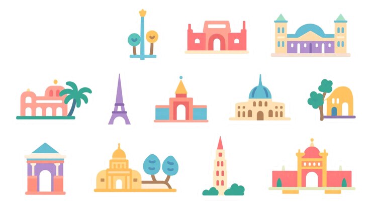 PSD collectie iconische landmerkillustraties