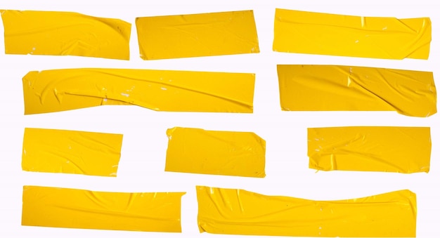 Collectie van gele maskeringstape stukken