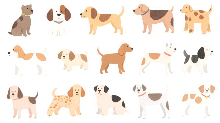 PSD collectie van schattige cartoon honden en puppy's