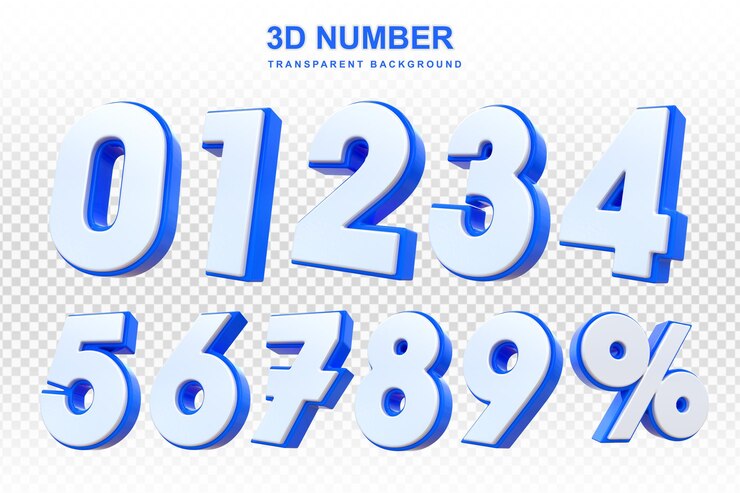 PSD 3d 青い数字のコレクション