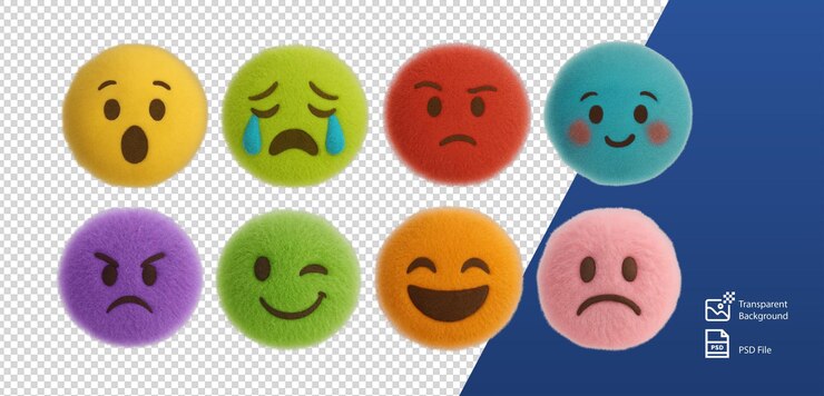 PSD collection of 3d cartoon emoji faces