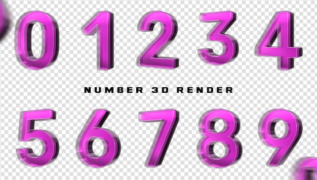 Collection of 3d glass numbers