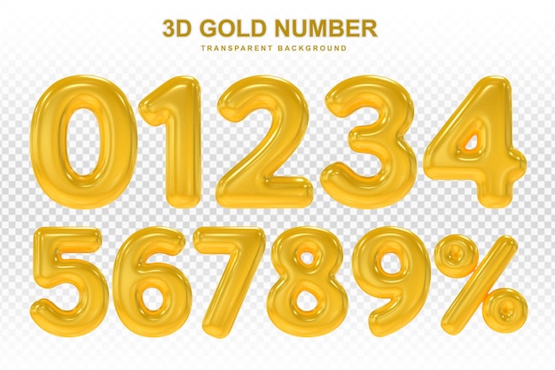 PSD collezione di numeri d'oro 3d