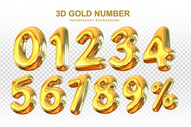 PSD collezione di numeri d'oro 3d