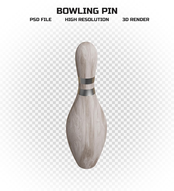 Raccolta di rendering 3d birilli da bowling in legno con strisce argentate in alta risoluzione