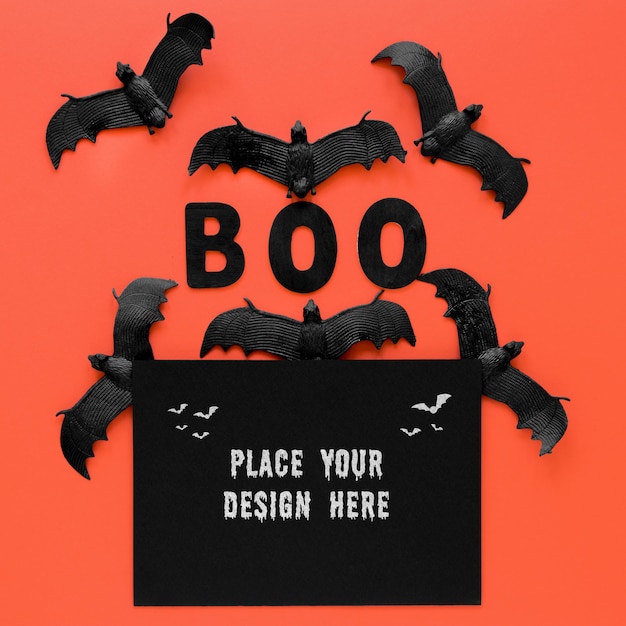 PSD collection of bats halloween concept top view