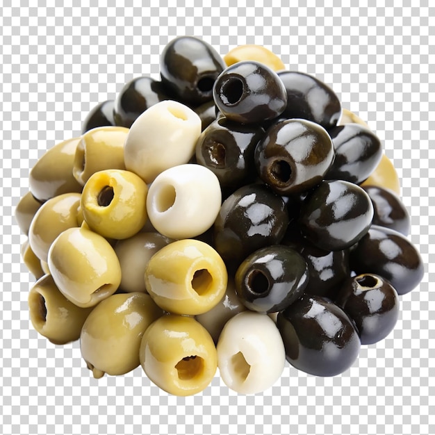 PSD a collection of beads in various colors and shapes arranged in a pile on transparent background