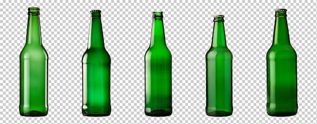 PSD collection of beer bottles isolated on transparent background png psd