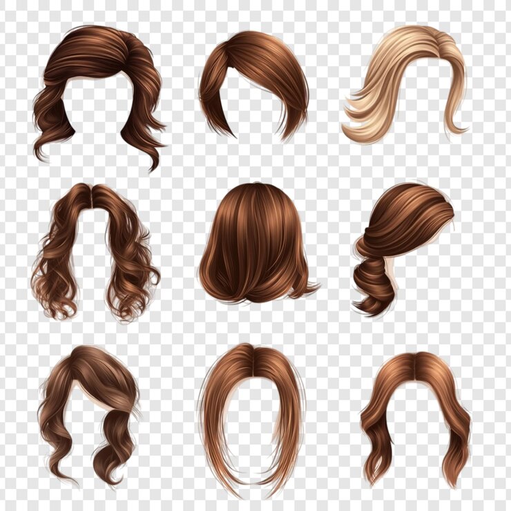 PSD ブラウンとブロンドの女性のヘアスタイルのコレクション