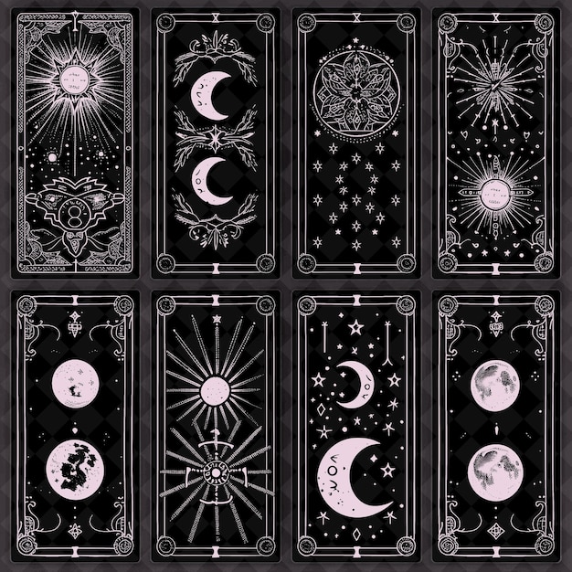 PSD a collection of cards with the moon and the moon