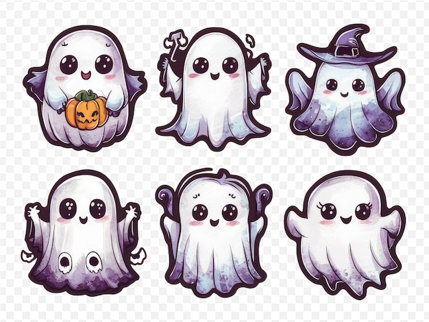 a collection of cartoon characters including ghost ghost and witch