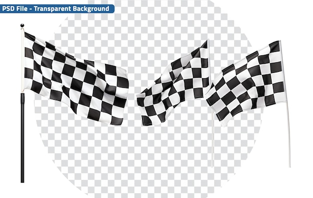 Collection of checkered flags for motor racing