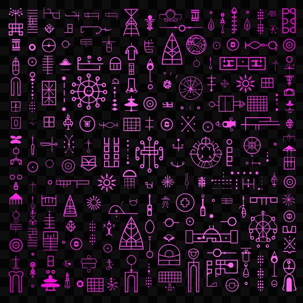 A collection of christmas icons on a black background