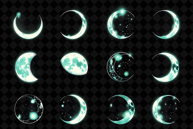 a collection of circles with the moon on the bottom