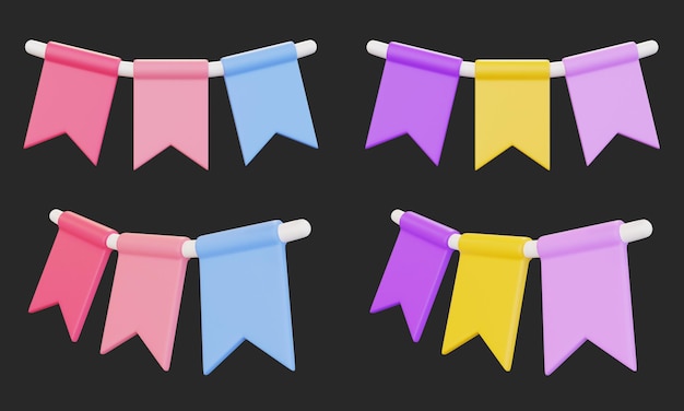 Collection of Colorful 3D Party Bunting Flags