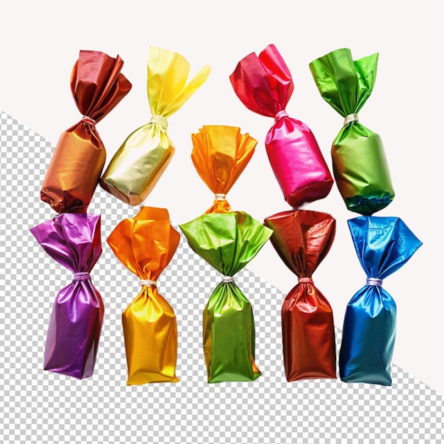 PSD collection of colorful candy on transparent background