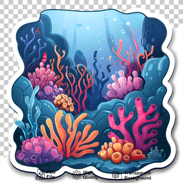 A collection of colorful corals isolated on transparent background