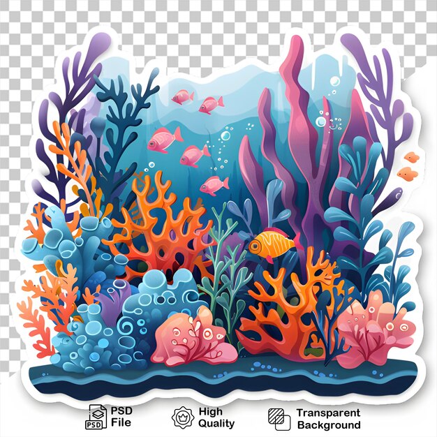 Una raccolta di coralli colorati isolati su uno sfondo trasparente