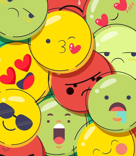 Collection of Colorful Emoji Faces