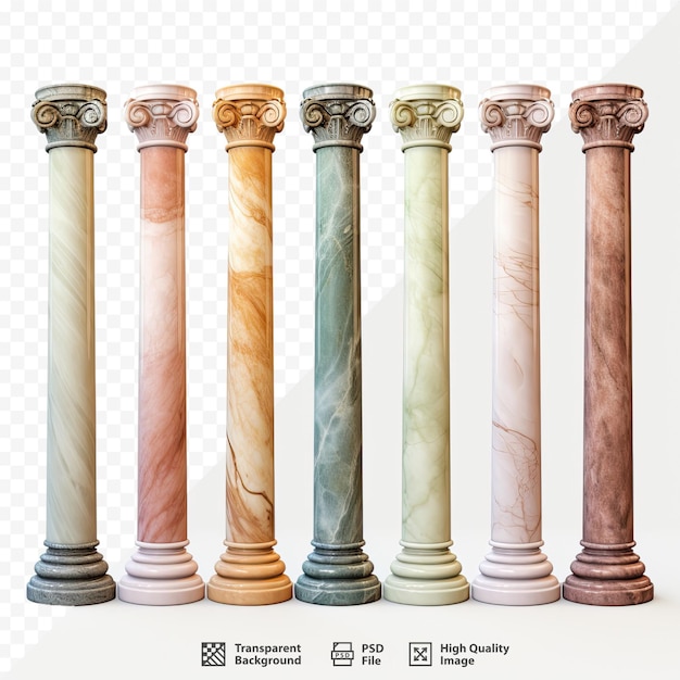 PSD una collezione di colonne con diversi colori e trame.