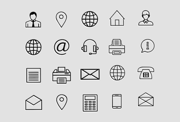 collection of contact and communication icons