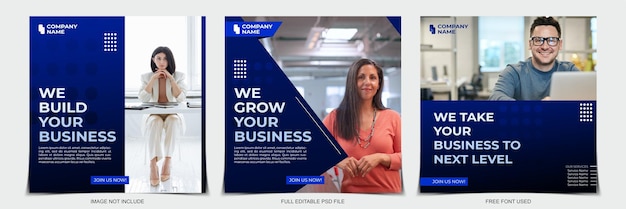 PSD collection of corporate social media posters for business growth