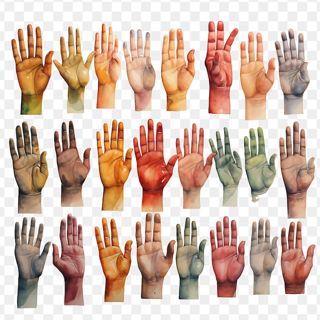 PSD a collection of different colored hands with different colors and colors