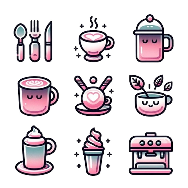 PSD a collection of different ice creams and cakes icons psd