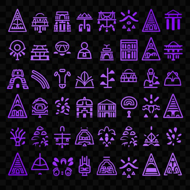 PSD a collection of different symbols for a city