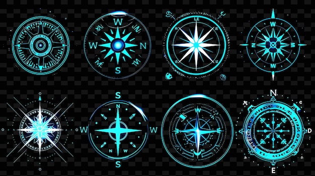 PSD a collection of different symbols including compass compass and compass