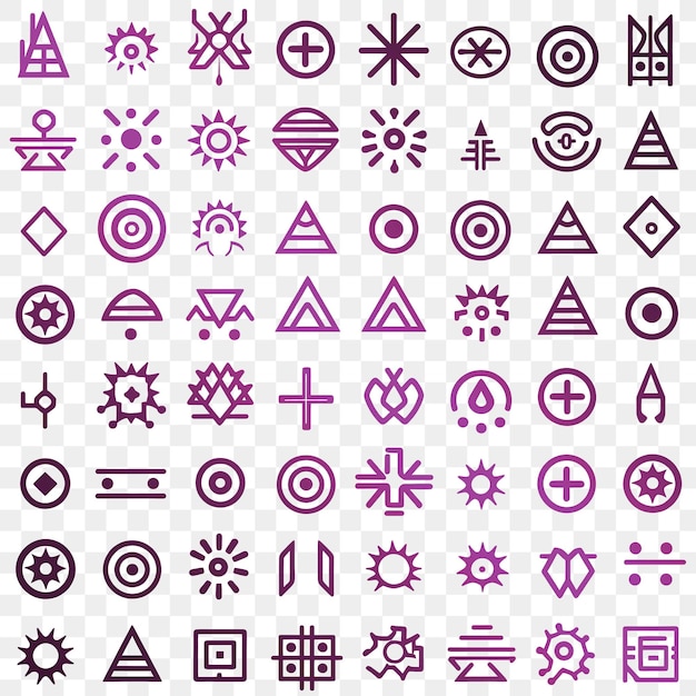 PSD una raccolta di simboli diversi, tra cui uno con uno sfondo viola