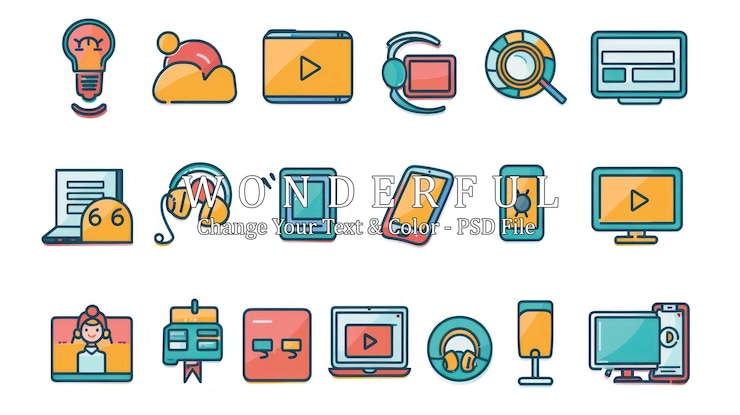 PSD collection of digital technology icons