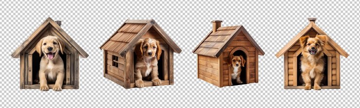 PSD collection of dog house isolated on transparent background