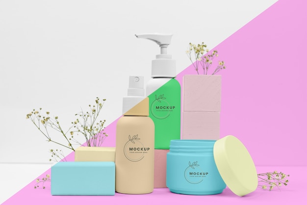 collection of entire beauty products bottles