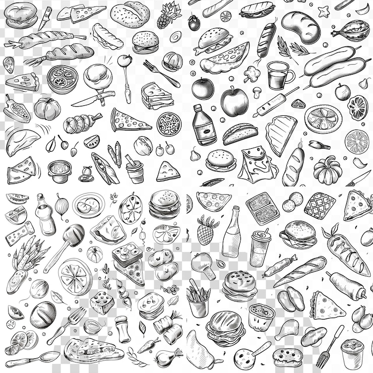 PSD a collection of food and drinks including a photo of a food